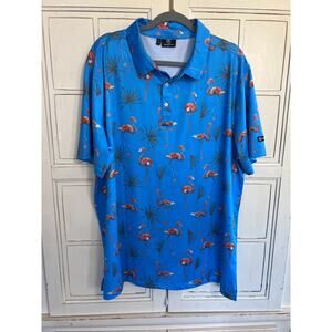 GreenSide size XL mens golf polo shirt with flamingos